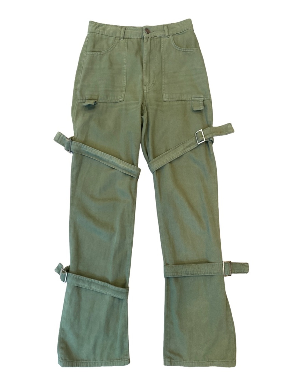 Boohoo Womens Buckle Cargo Pants With Pockets Size Small